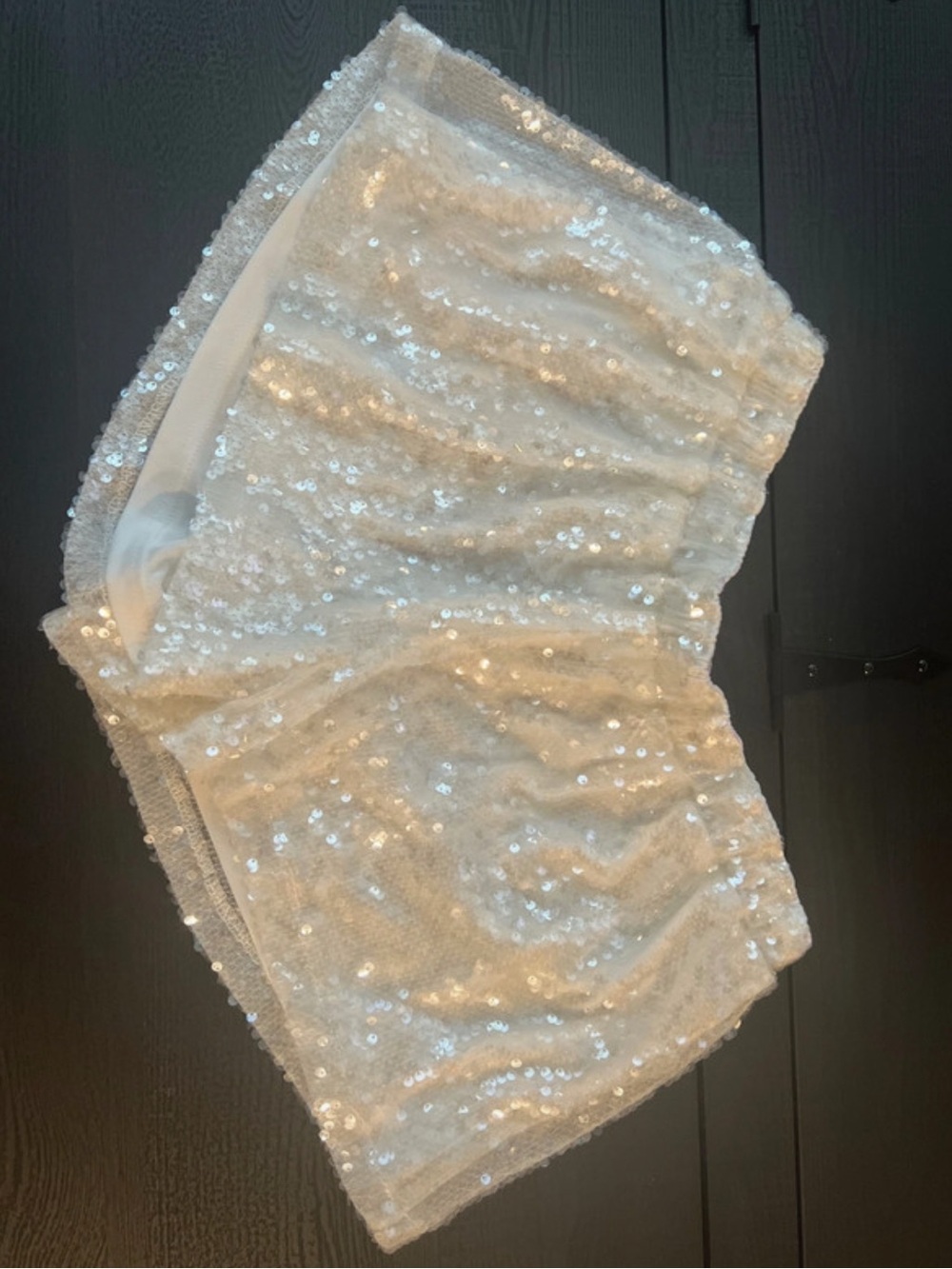 Fashion Nova White Sequin Lounge Shorts